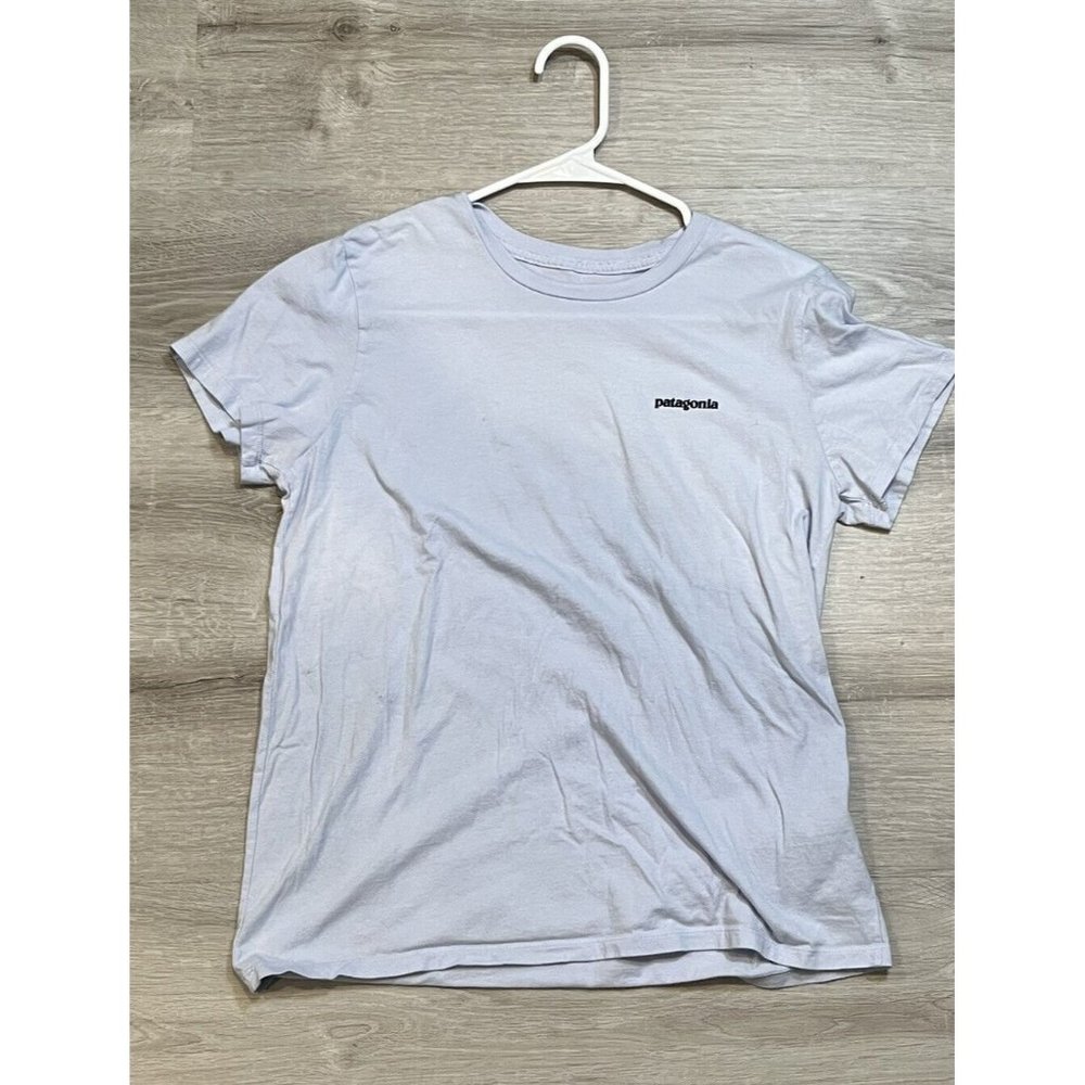 Patagonia Shirt Mens Small Blue Black Spell Out Logo Casual‎ Cotton